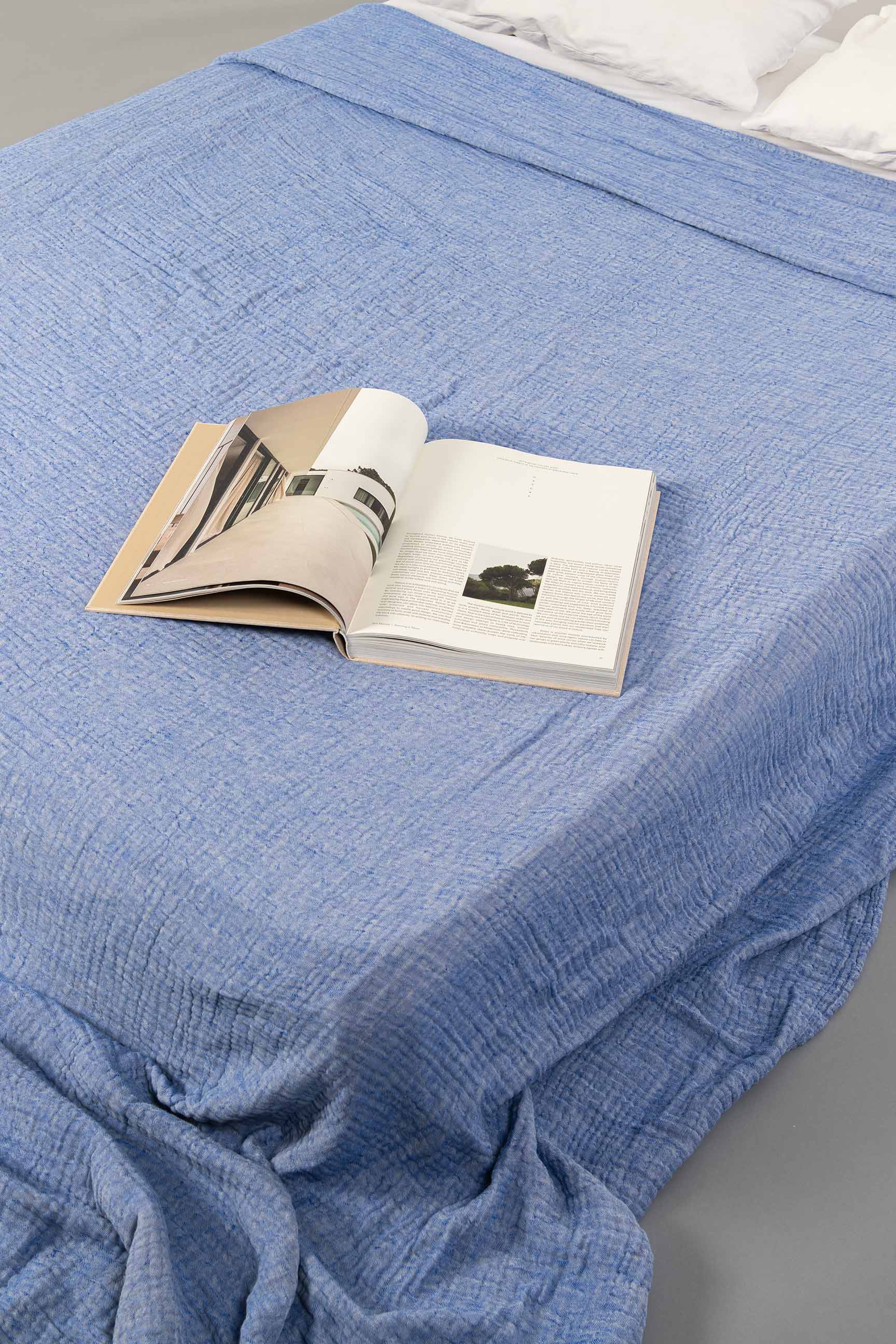 Blue Muslin Bedspread - 100% Cotton - Limited Stock
