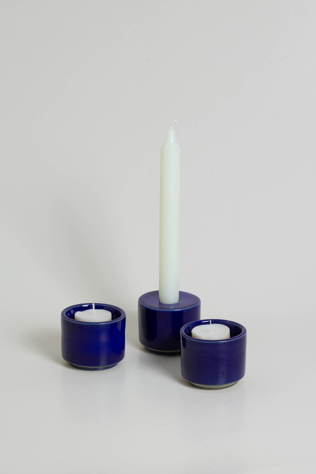 Modular Candle Holder - Blue Glazed -  Limited Stock
