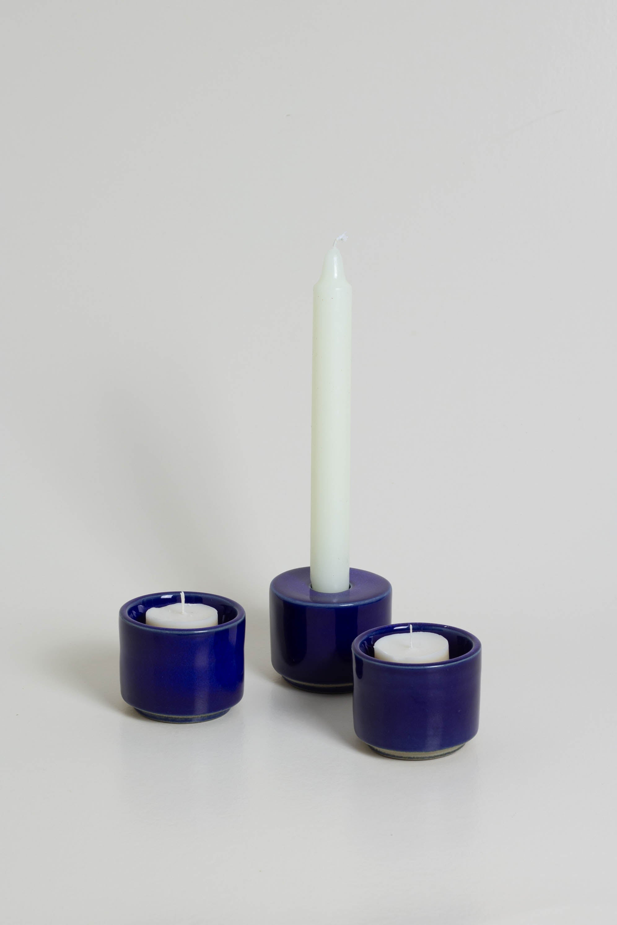 Modular Candle Holder - Blue Glazed -  Limited Stock