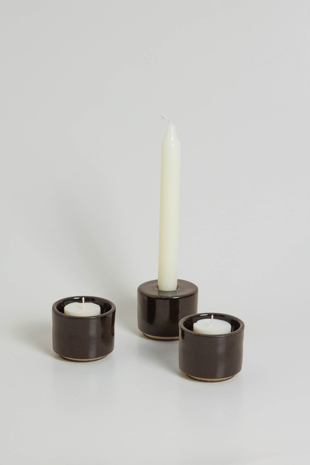 Modular Candle Holder - Brown Glazed -  Limited Stock