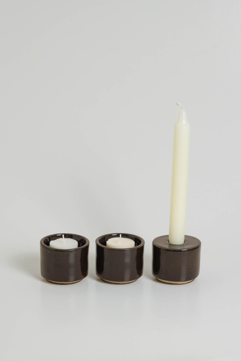 Modular Candle Holder - Brown Glazed -  Limited Stock