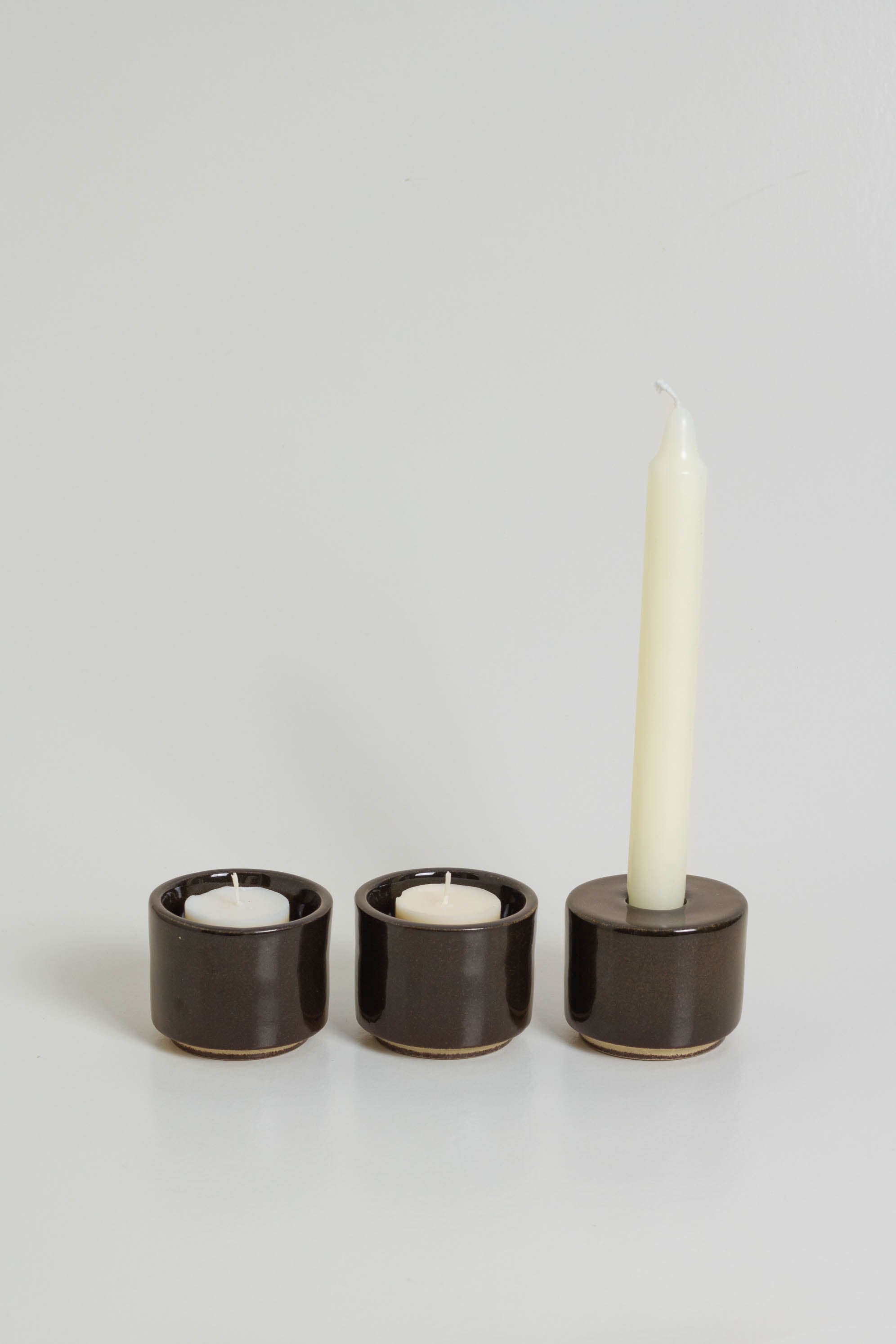 Modular Candle Holder - Brown Glazed -  Limited Stock