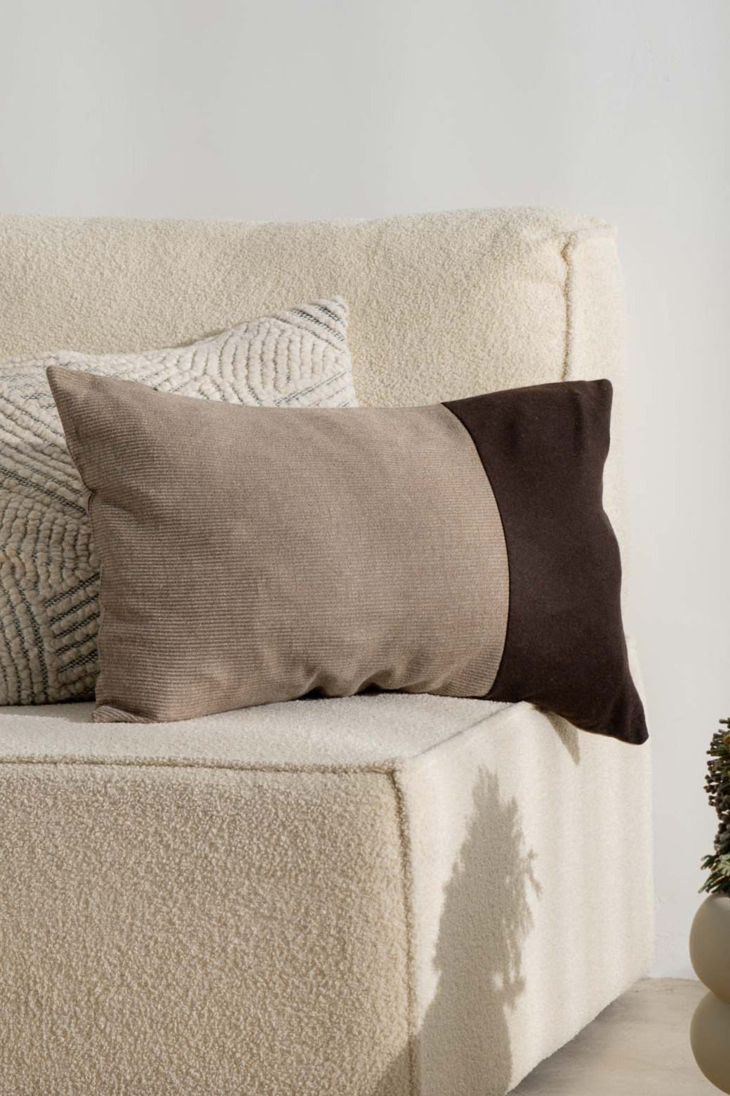 Neutral Block Wool Cushion Cover